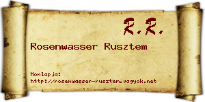Rosenwasser Rusztem névjegykártya